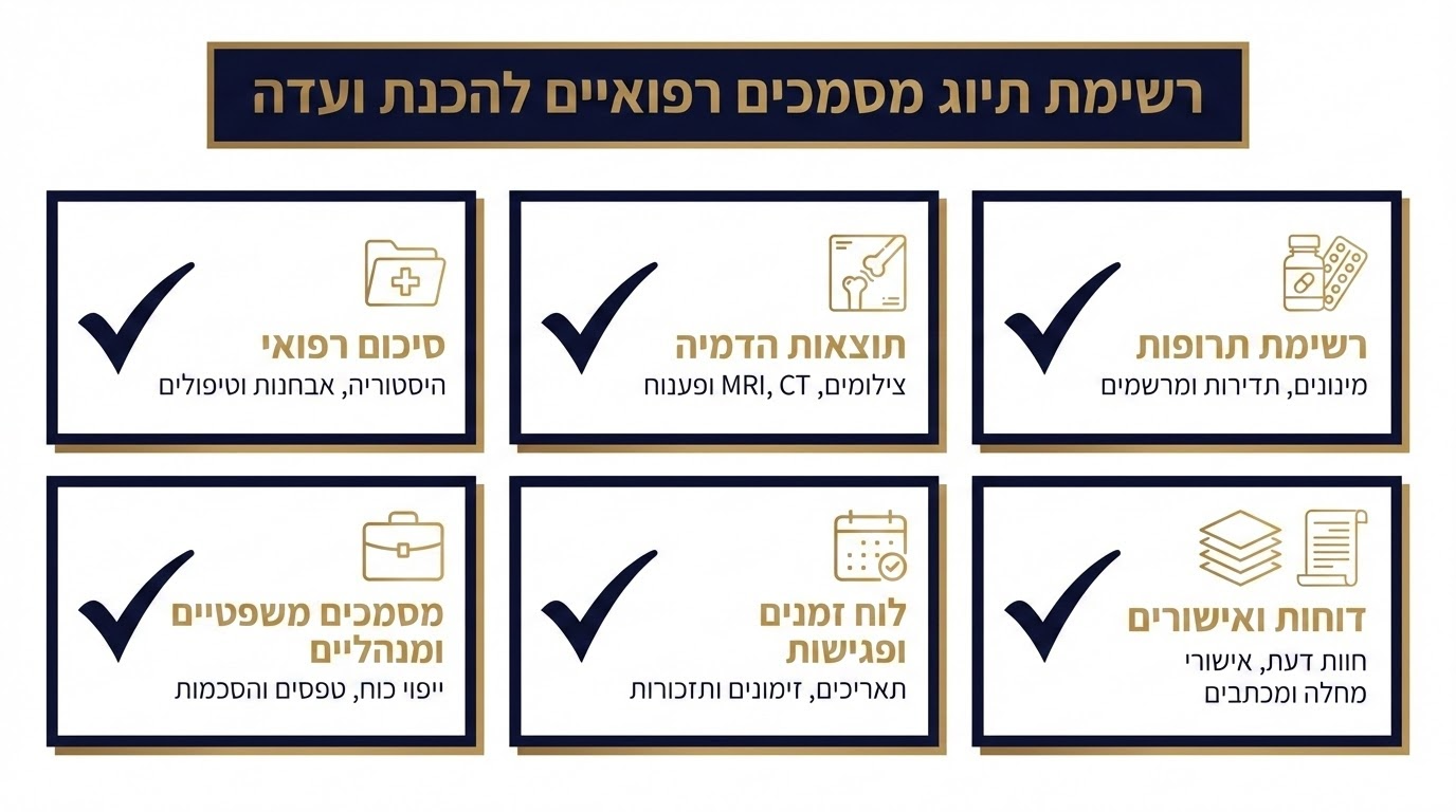 צ'ק-ליסט מסמכים לוועדה רפואית