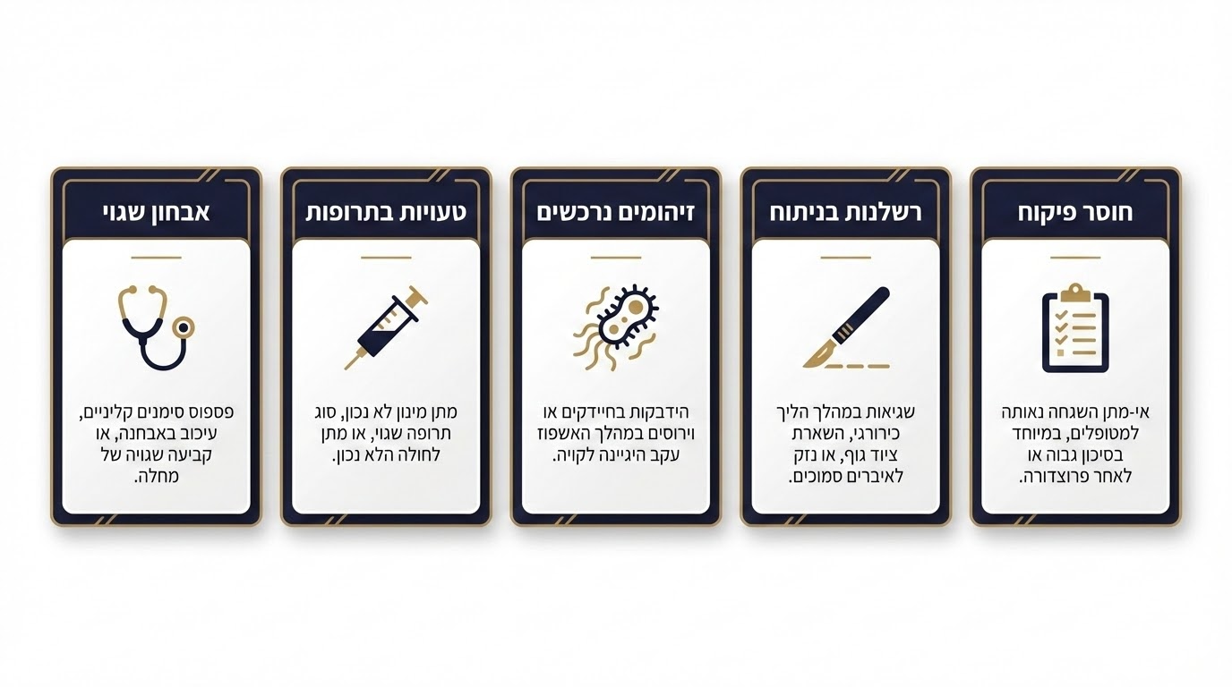 תרחישים נפוצים של רשלנות בבתי חולים