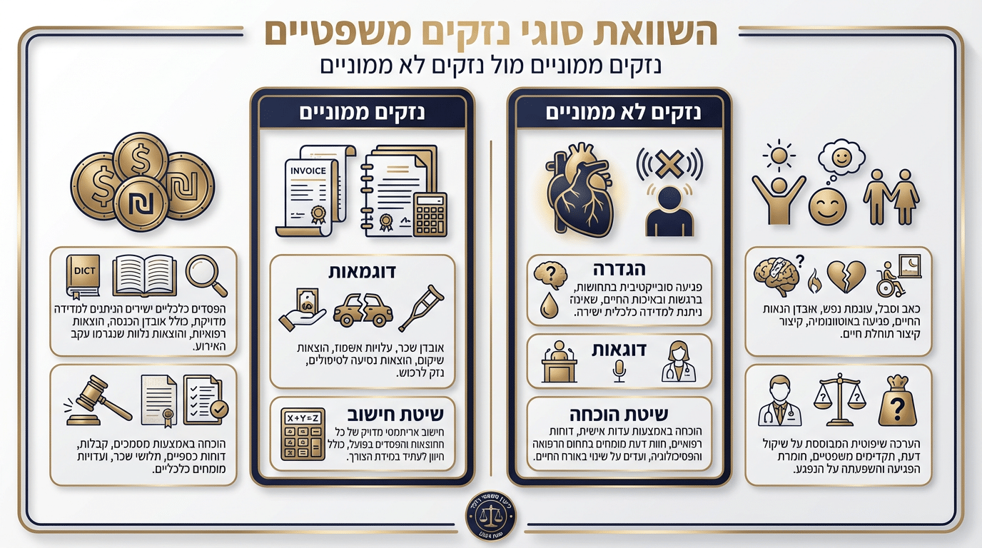 השוואה בין נזק ממוני לנזק לא ממוני