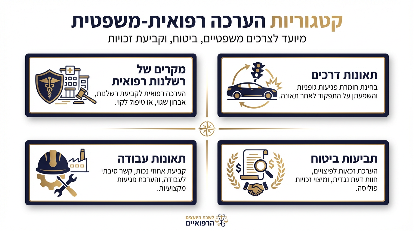 סוגי תביעות הדורשות הערכה רפואית